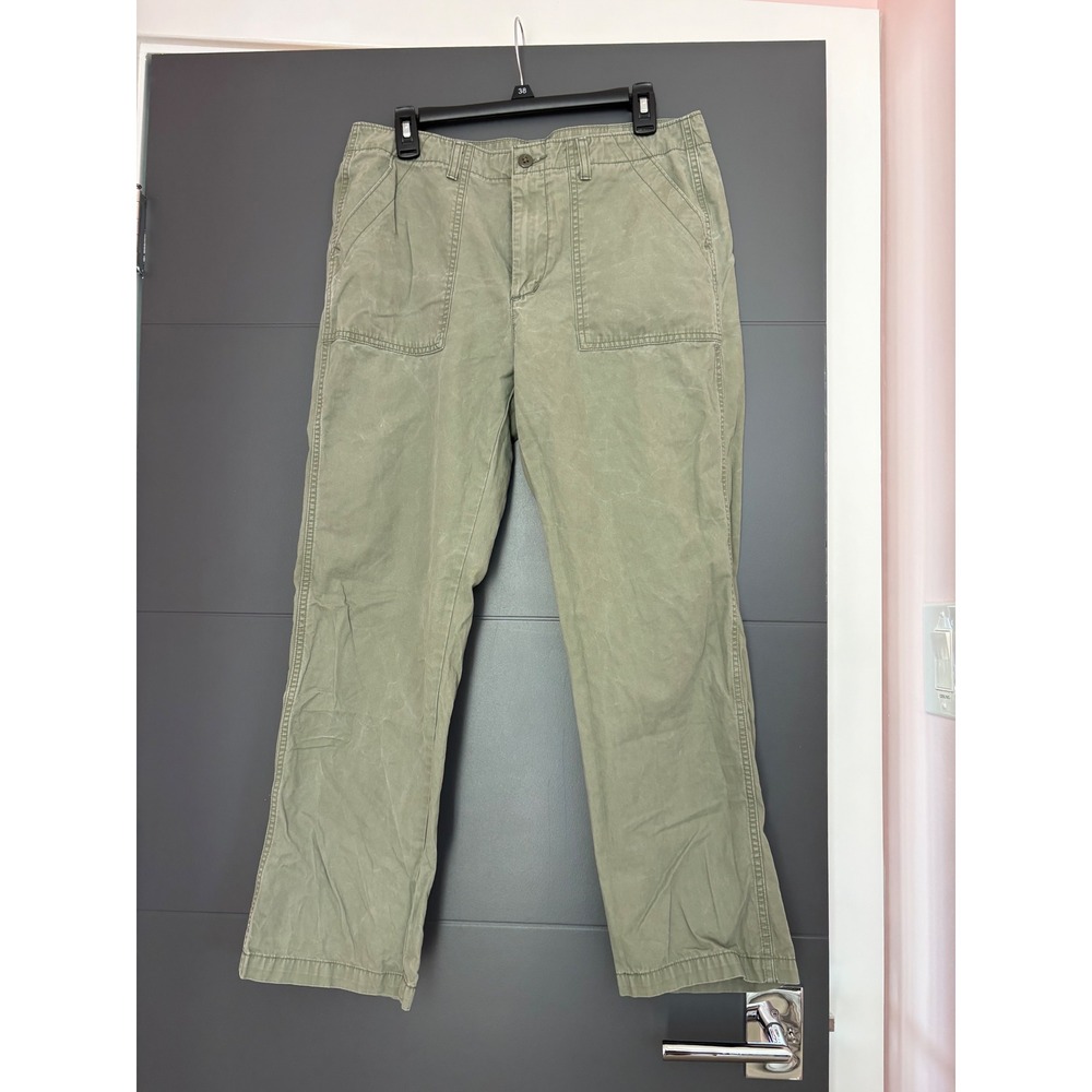 Levis Women 30 Utility Pants Sage Green Cotton Twill Straight Leg Patch Pockets